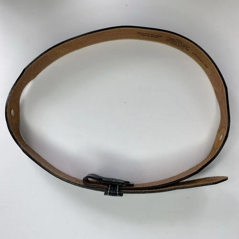 Silver Creek Classic Black Leather Belt Mens 36 Casual Western TX Star No Buckle